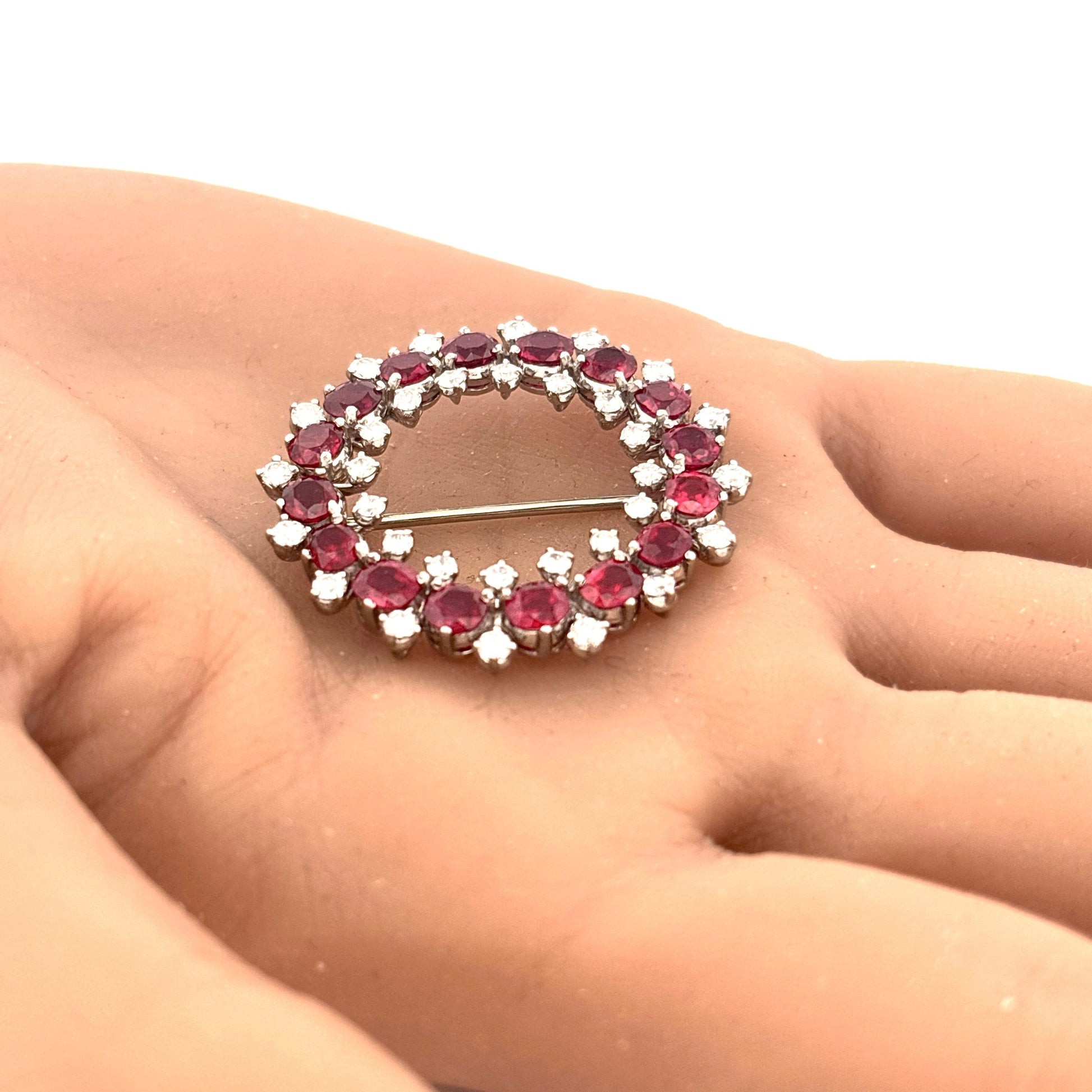 Iridium Platinum GIA Ruby and Diamond Brooch