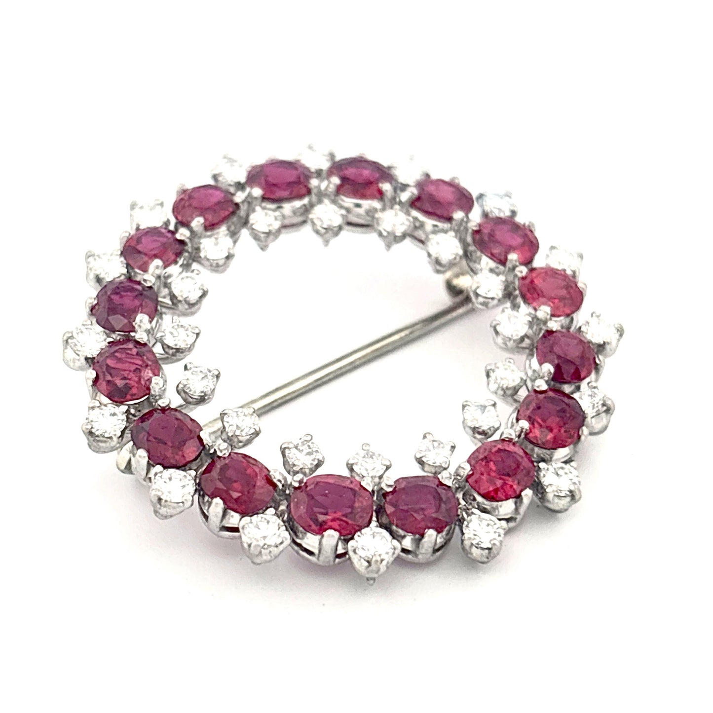 Iridium Platinum GIA Ruby and Diamond Brooch