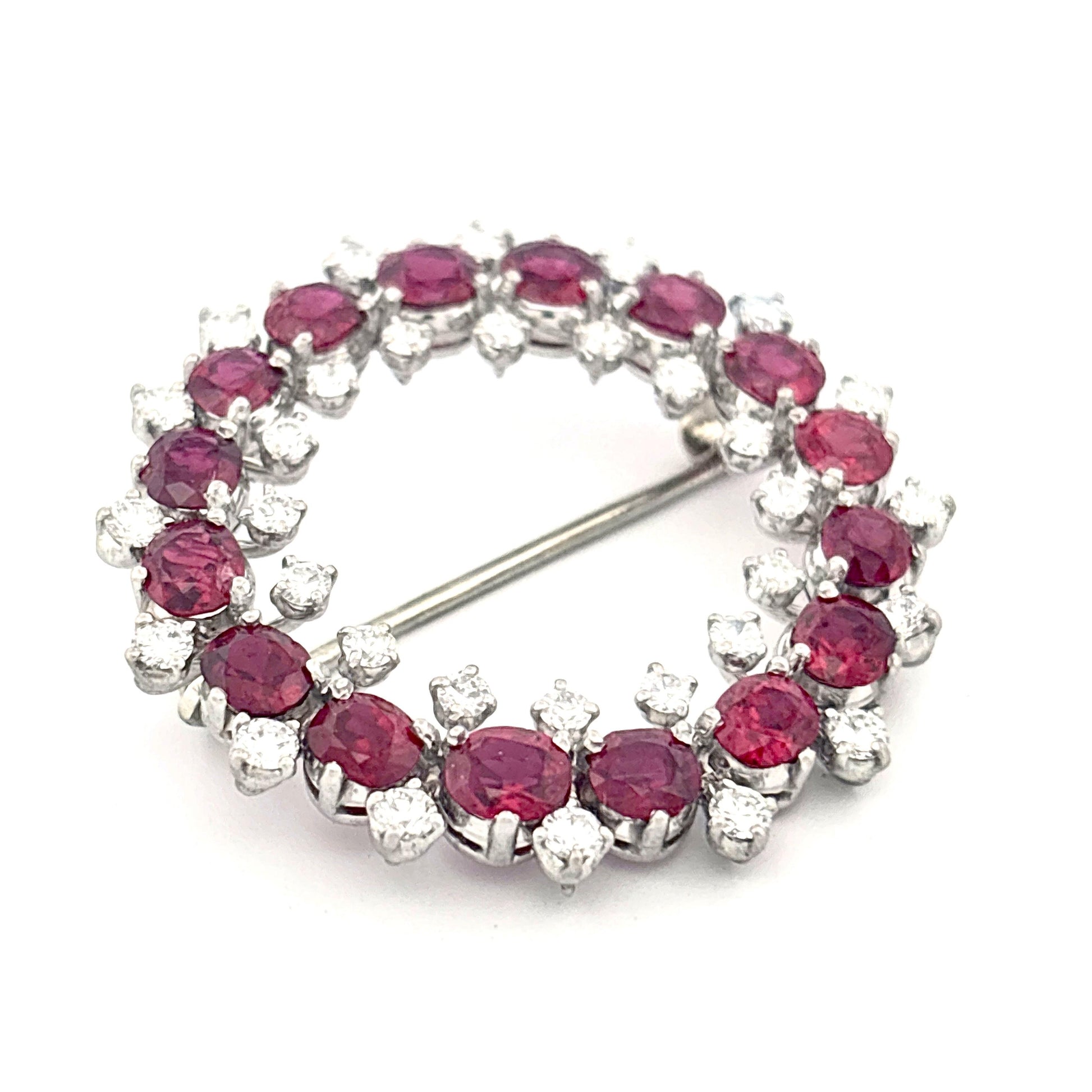Iridium Platinum GIA Ruby and Diamond Brooch