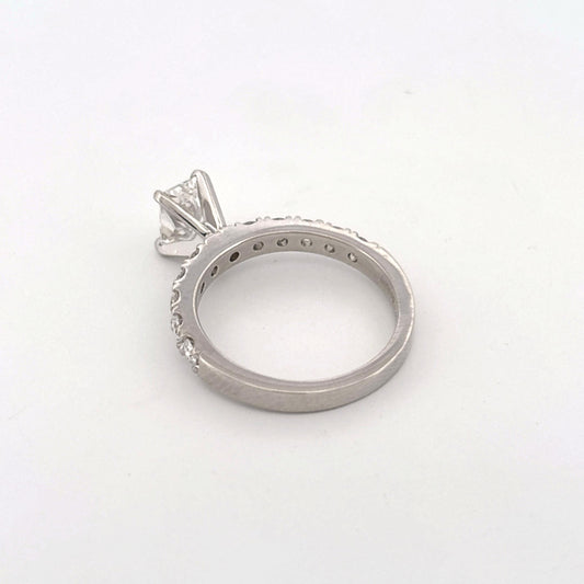 GIA 14K White Gold Diamond Ring LAB 0.96ct with 0.60ctw Band