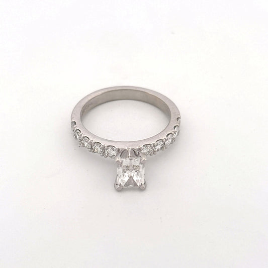 GIA 14K White Gold Diamond Ring LAB 0.96ct with 0.60ctw Band