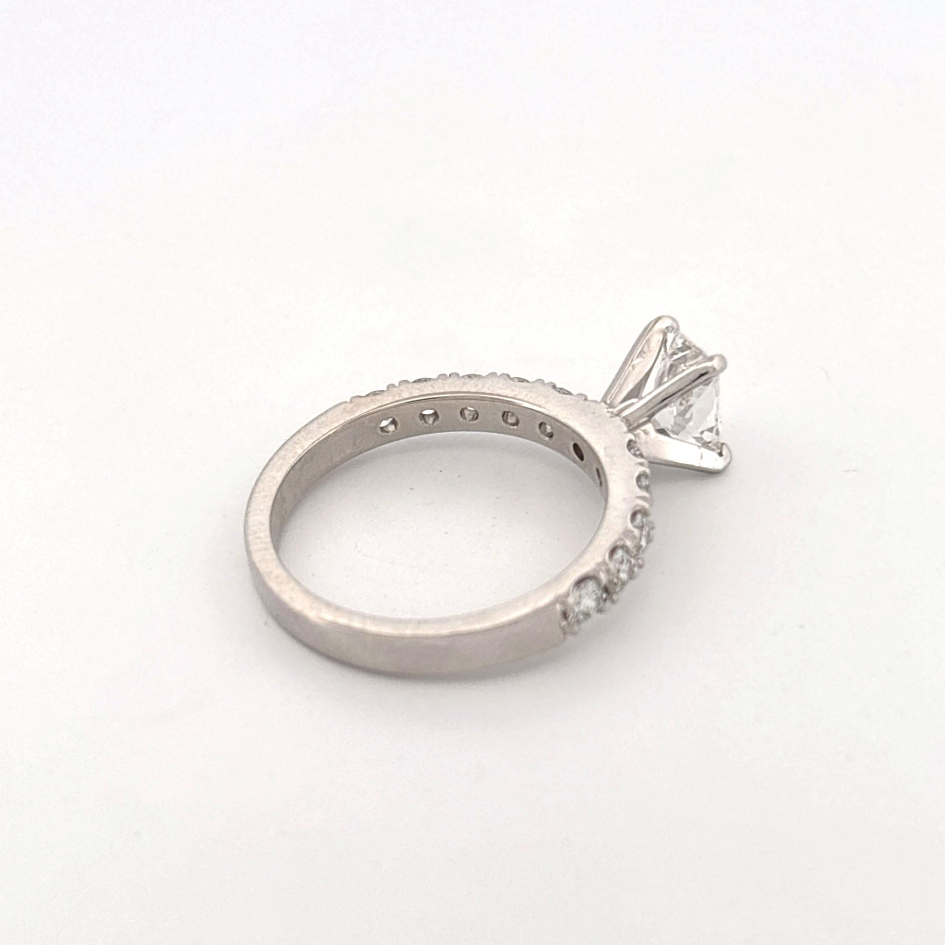 GIA 14K White Gold Diamond Ring LAB 0.96ct with 0.60ctw Band