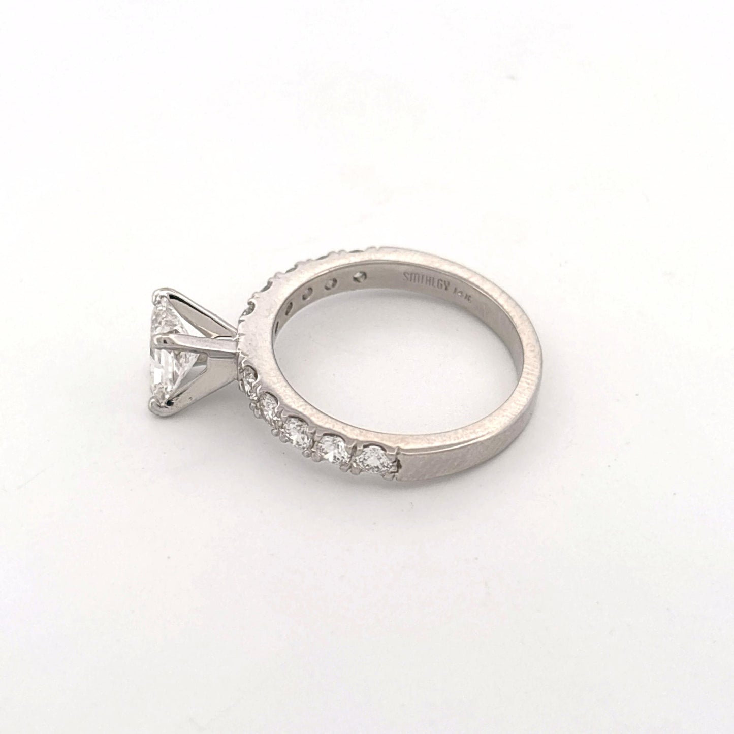 GIA 14K White Gold Diamond Ring LAB 0.96ct with 0.60ctw Band