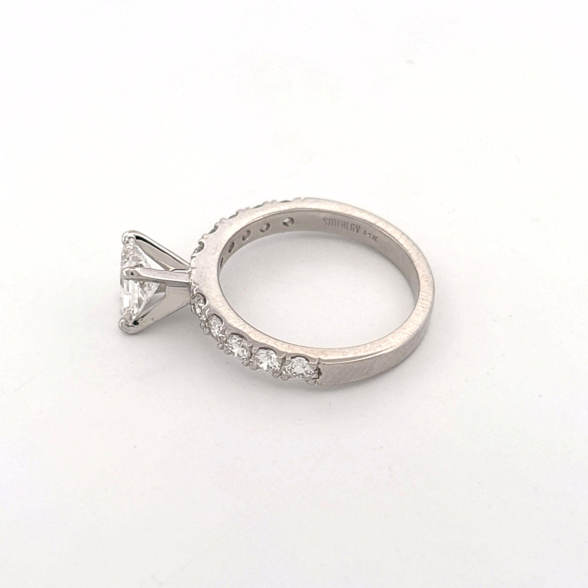 GIA 14K White Gold Diamond Ring LAB 0.96ct with 0.60ctw Band