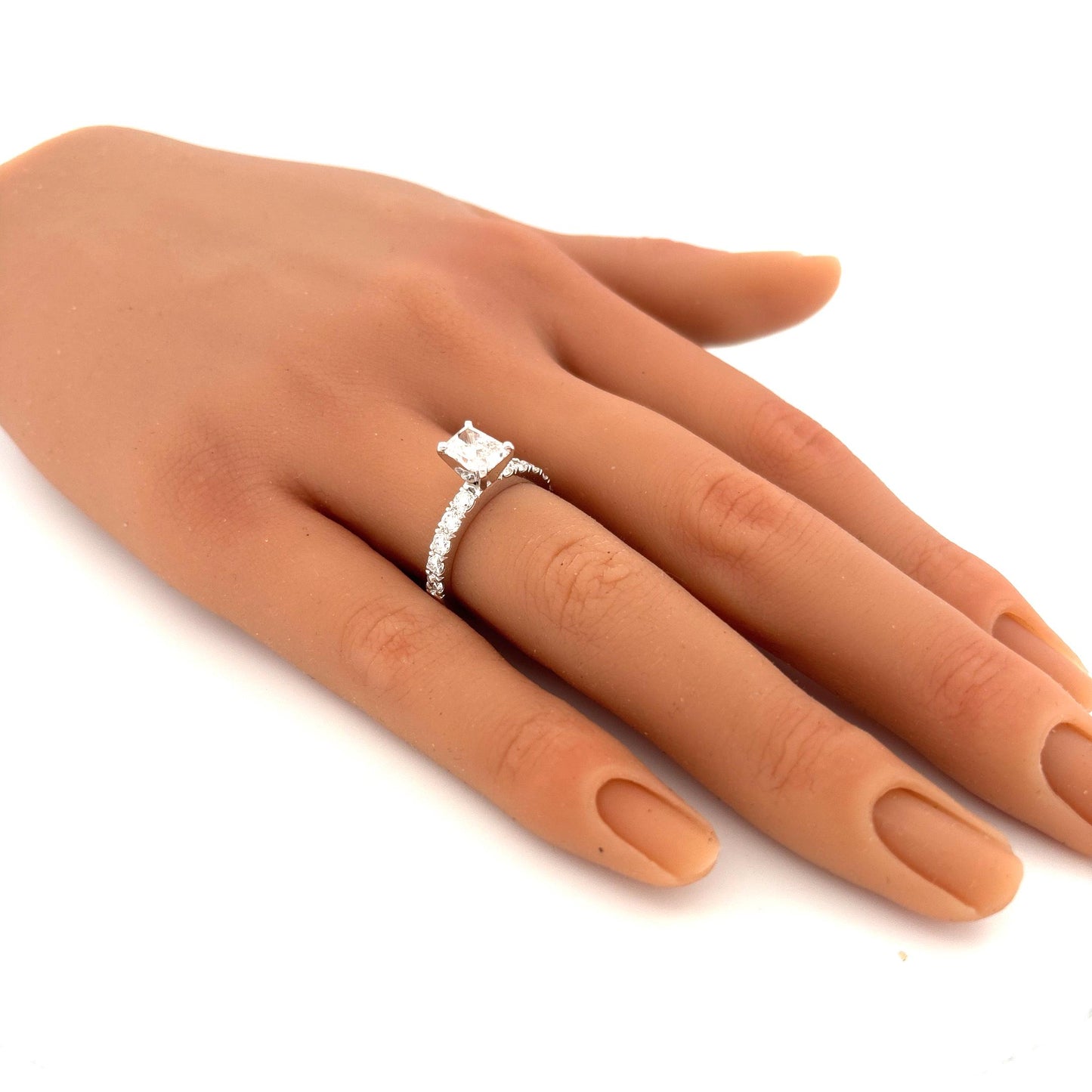 GIA 14K White Gold Diamond Ring LAB 0.96ct with 0.60ctw Band