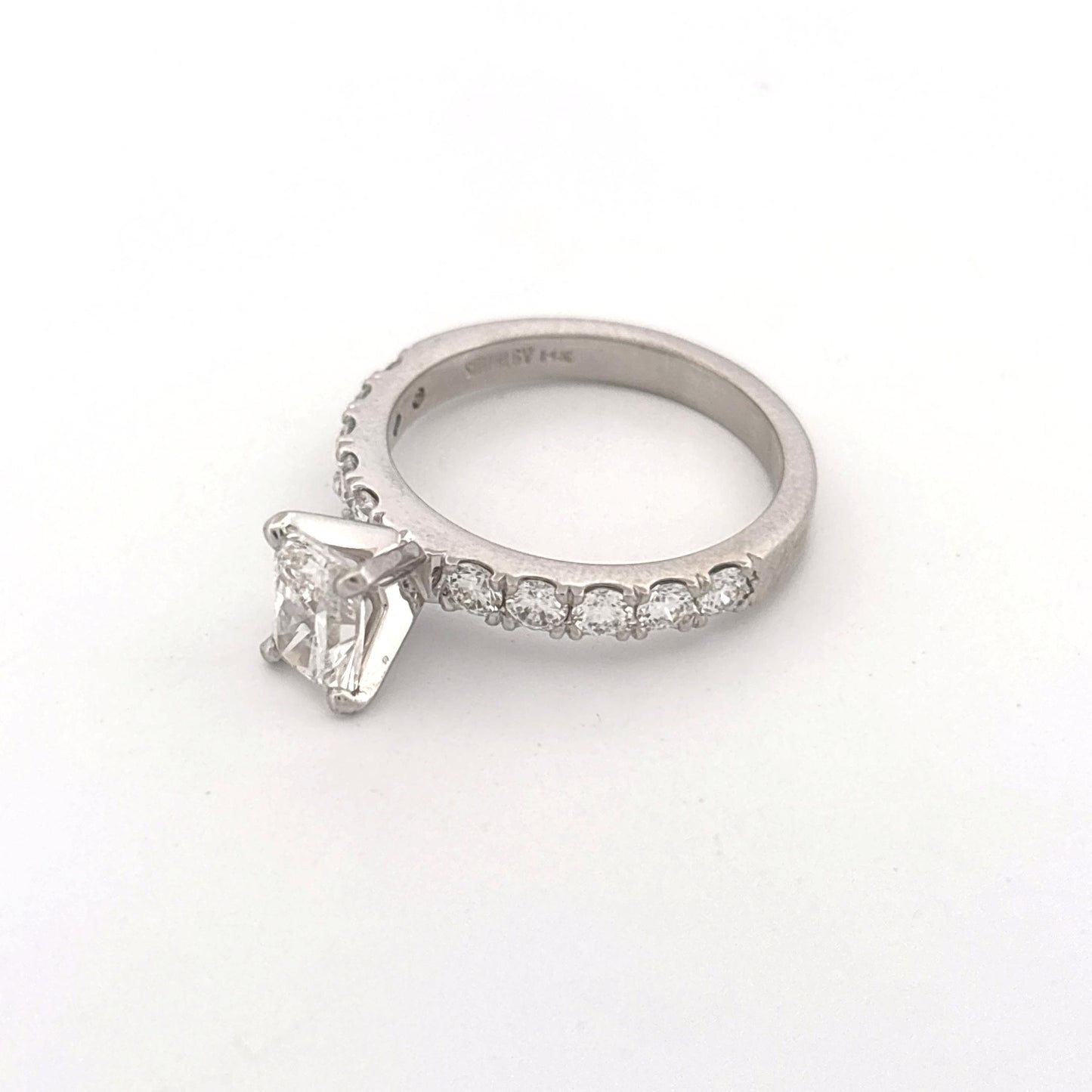 GIA 14K White Gold Diamond Ring LAB 0.96ct with 0.60ctw Band
