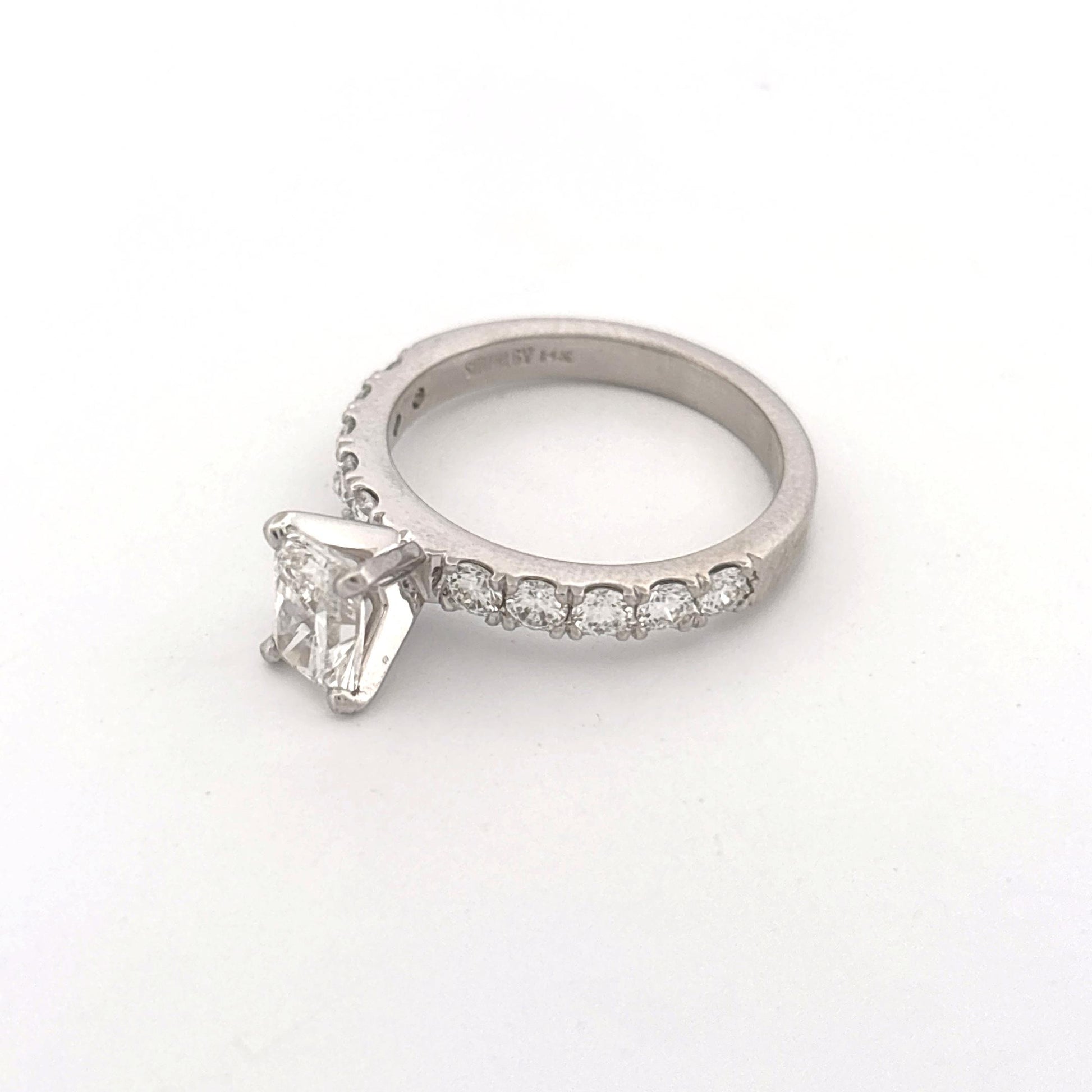GIA 14K White Gold Diamond Ring LAB 0.96ct with 0.60ctw Band