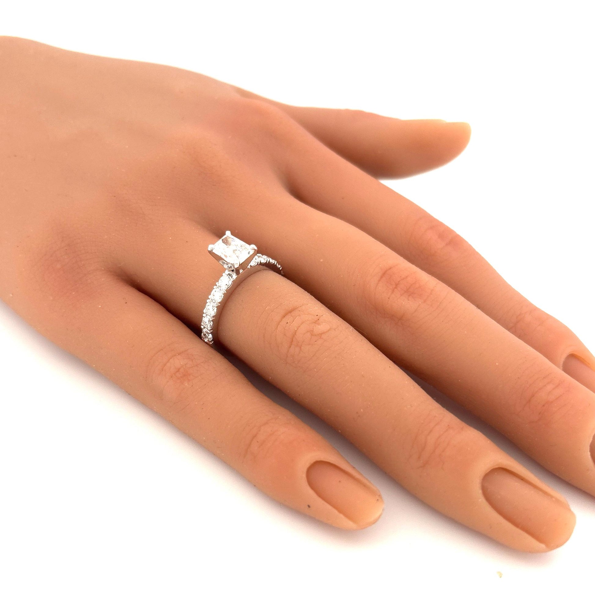 GIA 14K White Gold Diamond Ring LAB 0.96ct with 0.60ctw Band