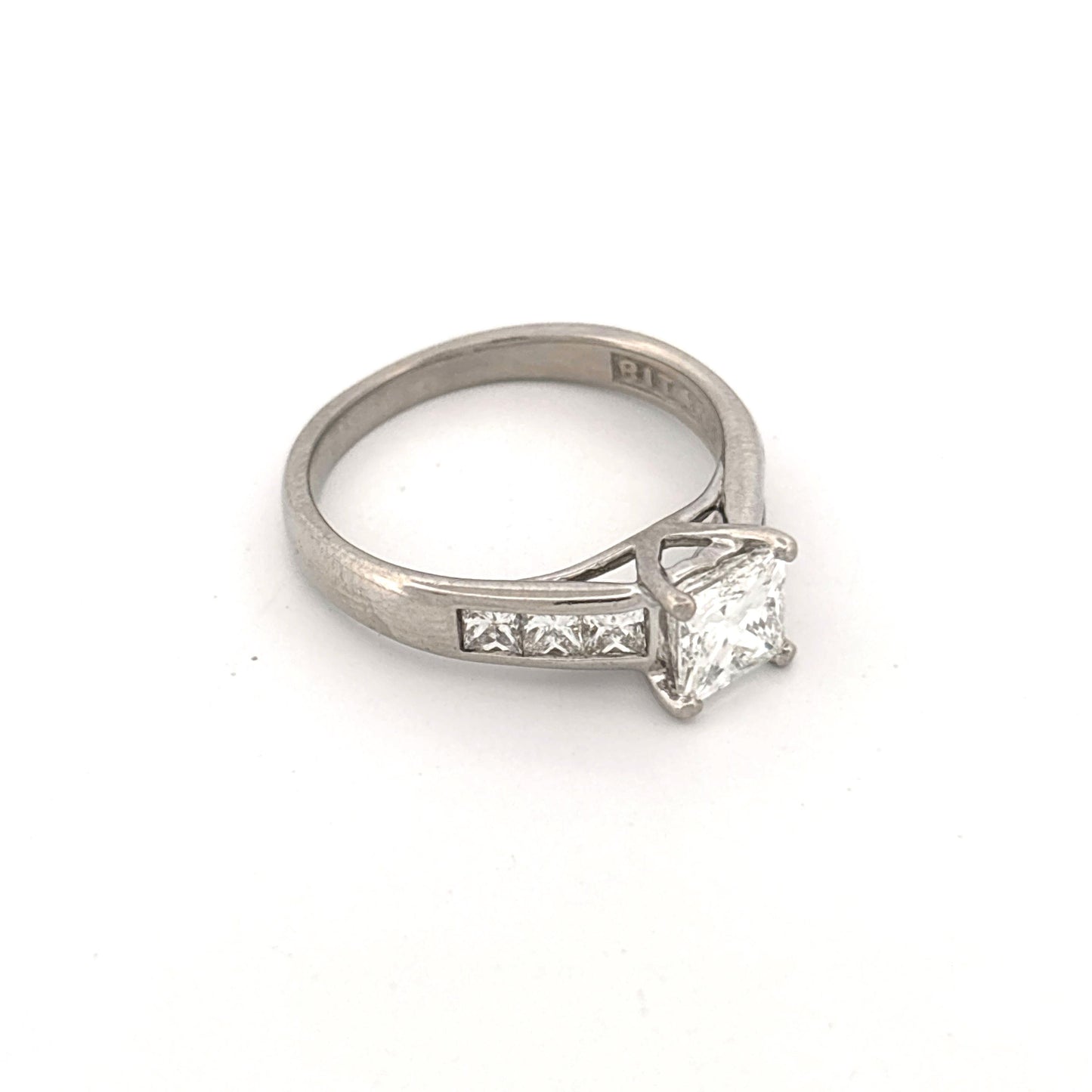 Platinum 3 Ring Wedding Set Engagement 1.02c Side 0.33ctw G VS1 Bands are 0.5