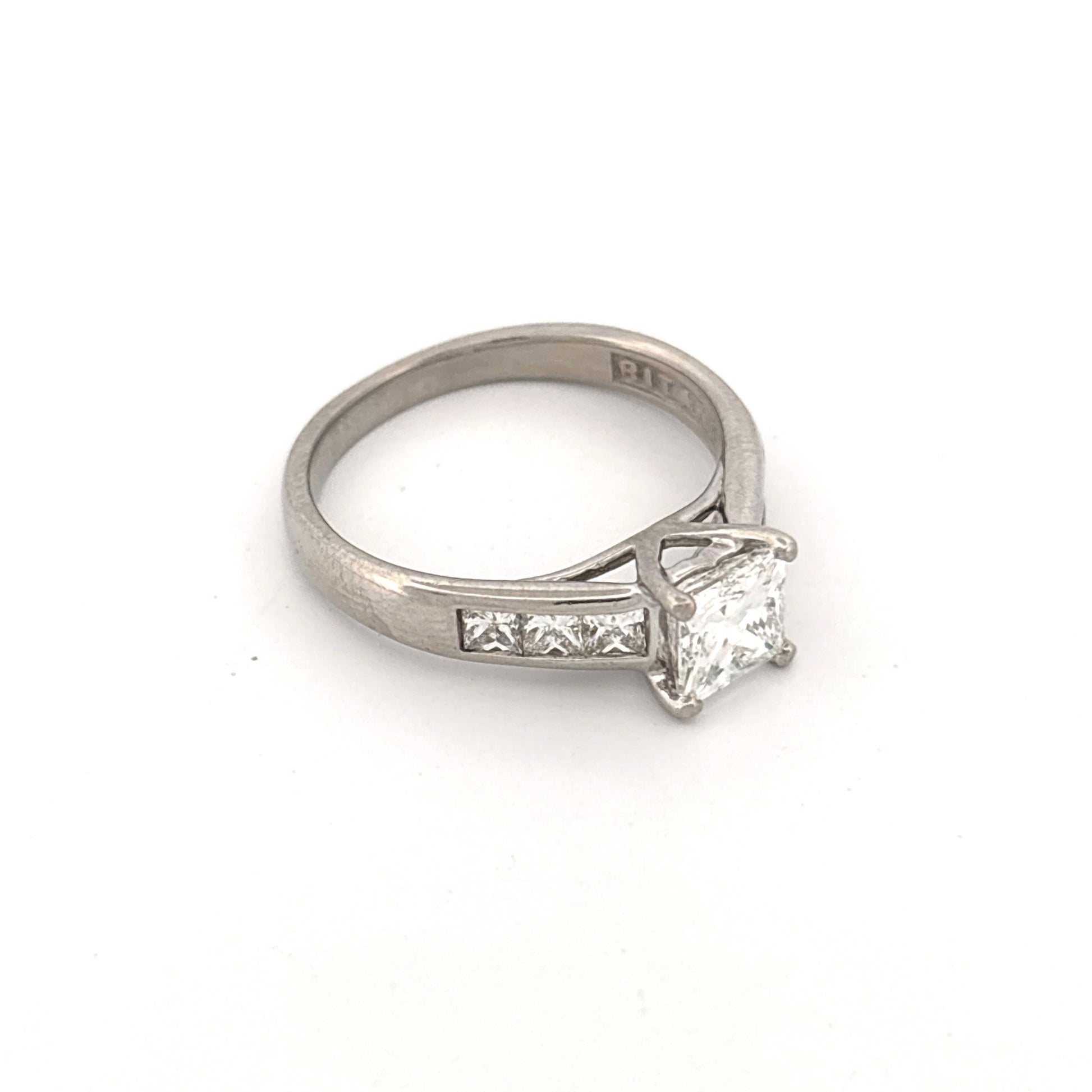 Platinum 3 Ring Wedding Set Engagement 1.02c Side 0.33ctw G VS1 Bands are 0.5