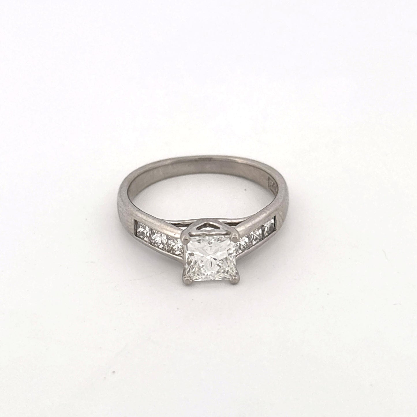 Platinum 3 Ring Wedding Set Engagement 1.02c Side 0.33ctw G VS1 Bands are 0.5