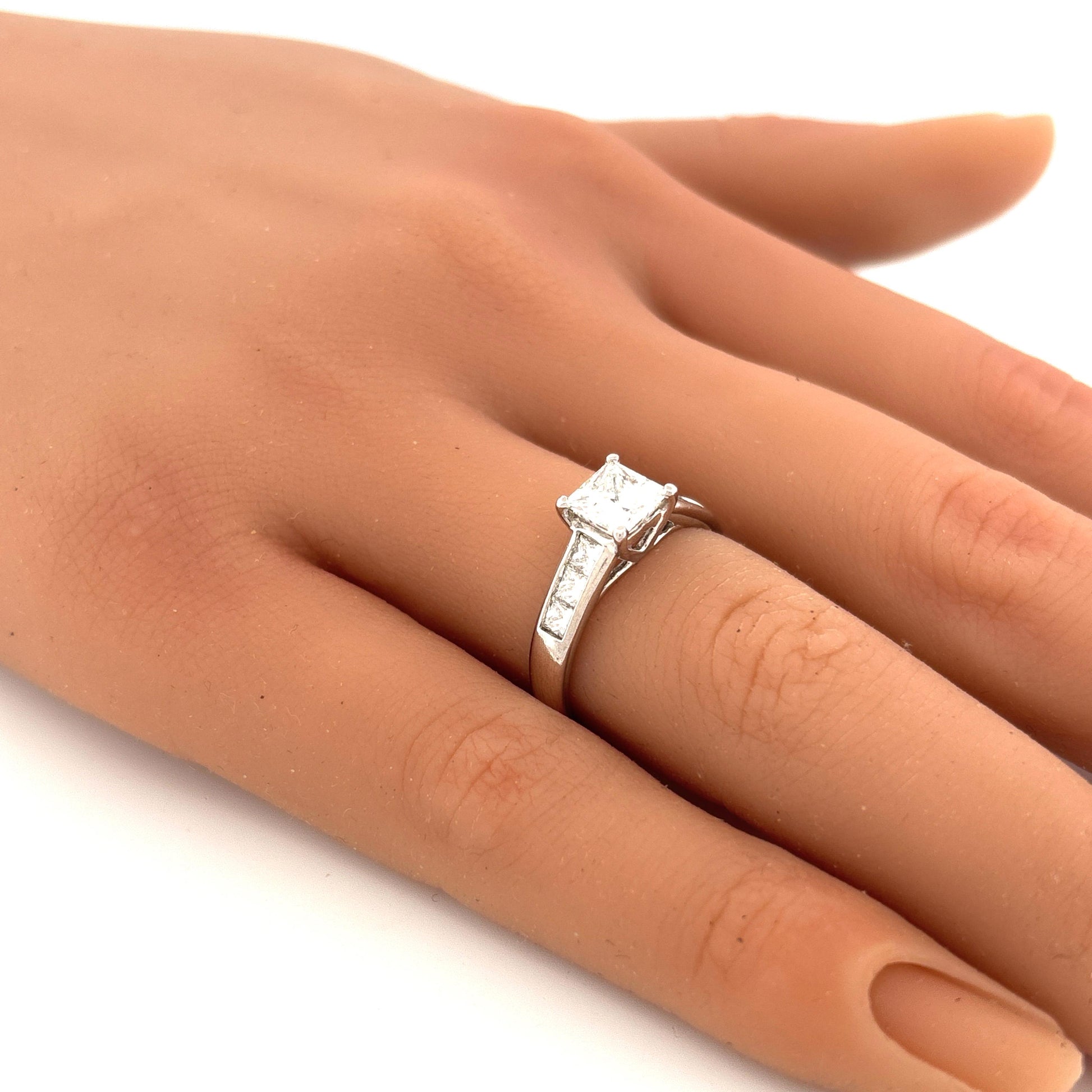 Platinum 3 Ring Wedding Set Engagement 1.02c Side 0.33ctw G VS1 Bands are 0.5
