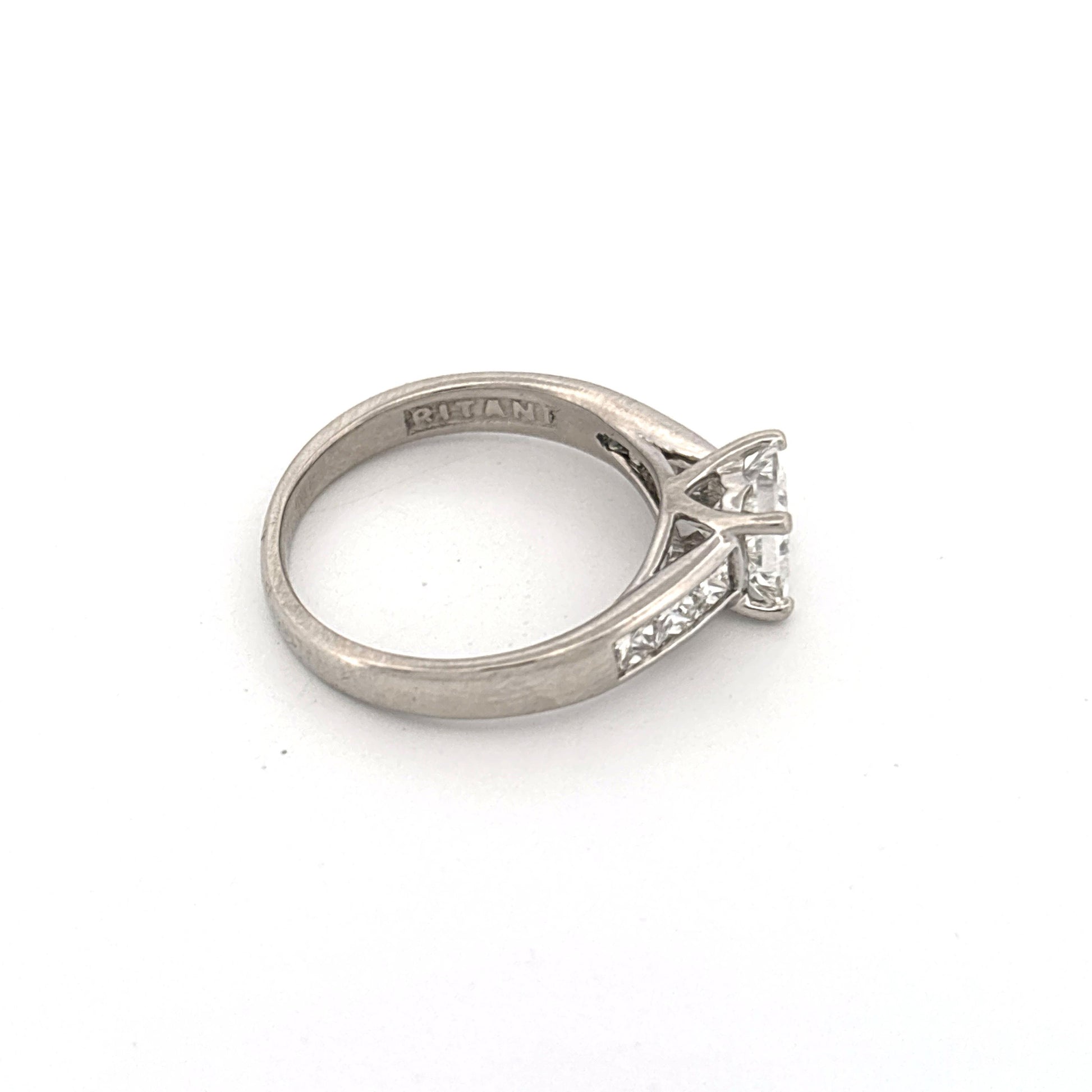 Platinum 3 Ring Wedding Set Engagement 1.02c Side 0.33ctw G VS1 Bands are 0.5
