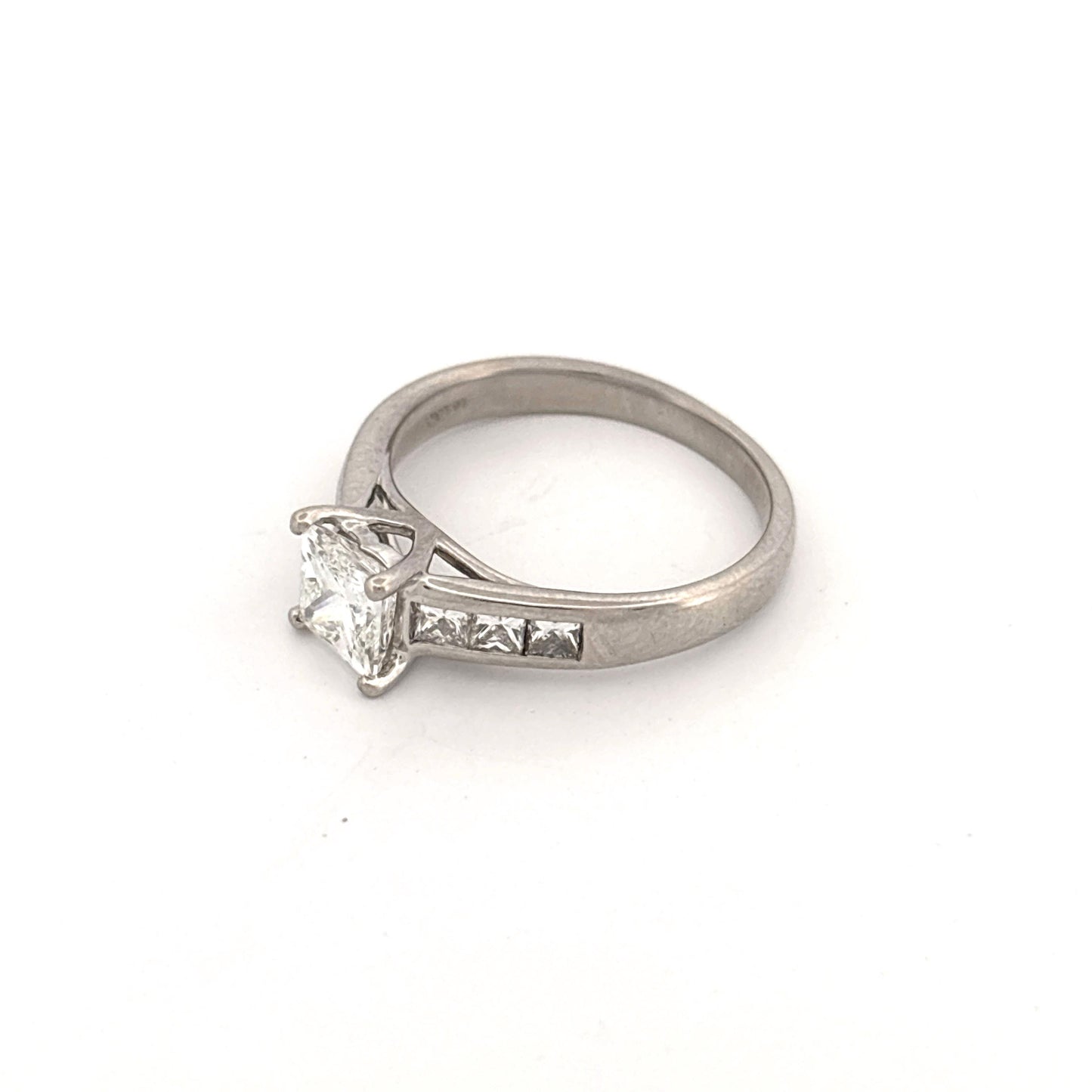 Platinum 3 Ring Wedding Set Engagement 1.02c Side 0.33ctw G VS1 Bands are 0.5