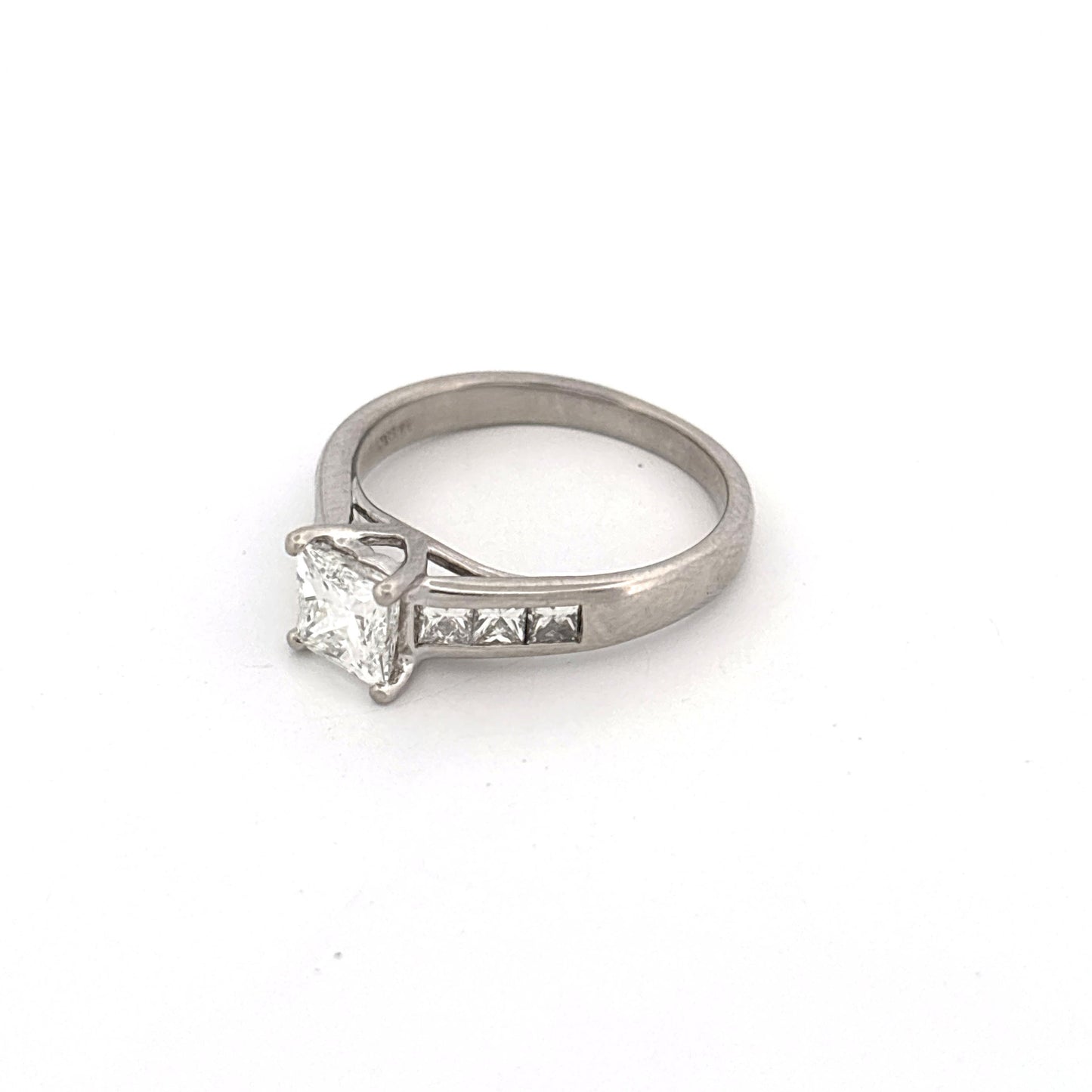 Platinum 3 Ring Wedding Set Engagement 1.02c Side 0.33ctw G VS1 Bands are 0.5