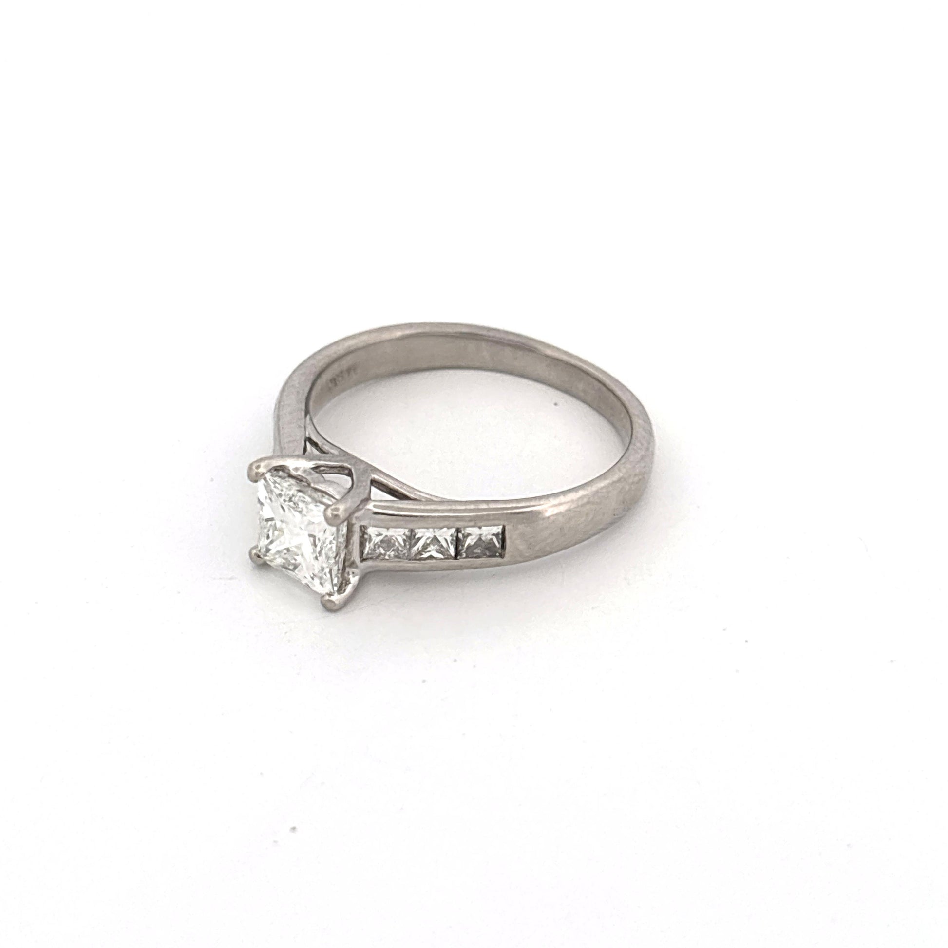 Platinum 3 Ring Wedding Set Engagement 1.02c Side 0.33ctw G VS1 Bands are 0.5