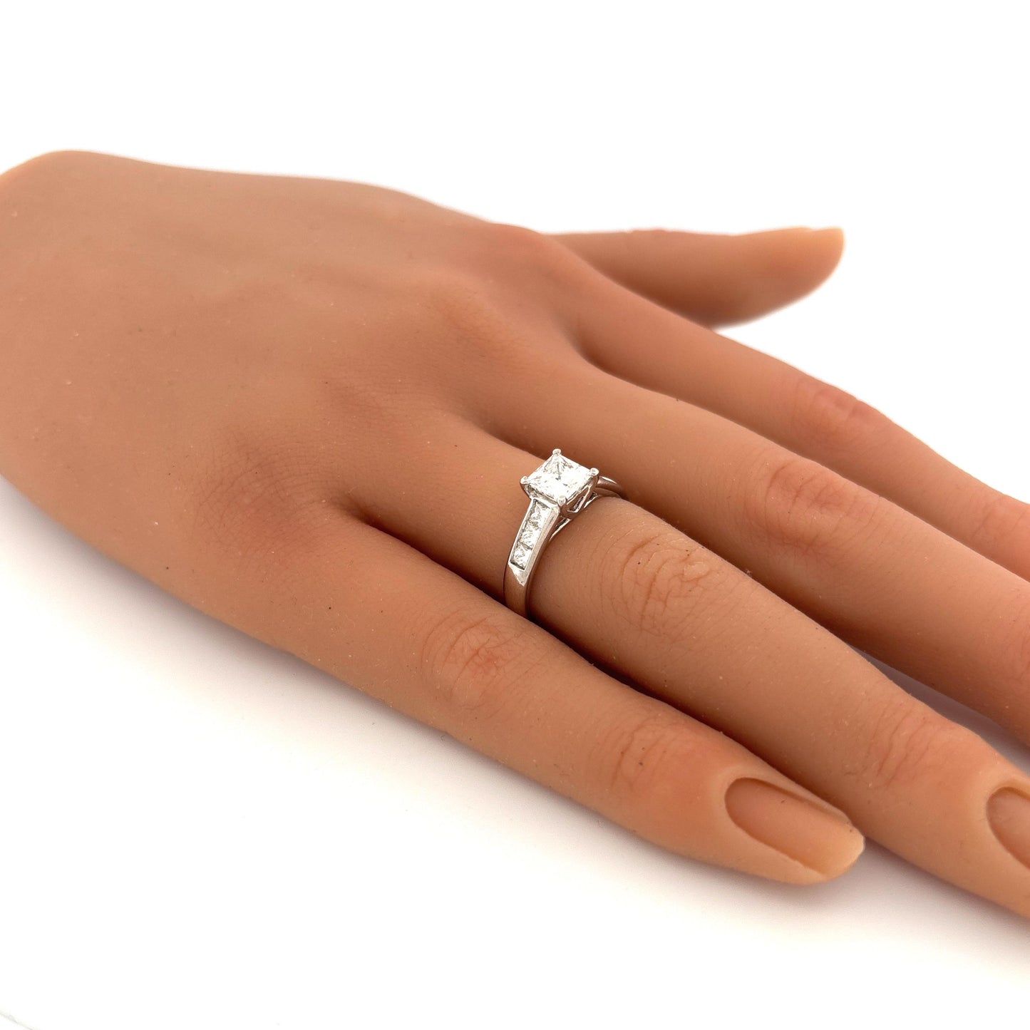 Platinum 3 Ring Wedding Set Engagement 1.02c Side 0.33ctw G VS1 Bands are 0.5