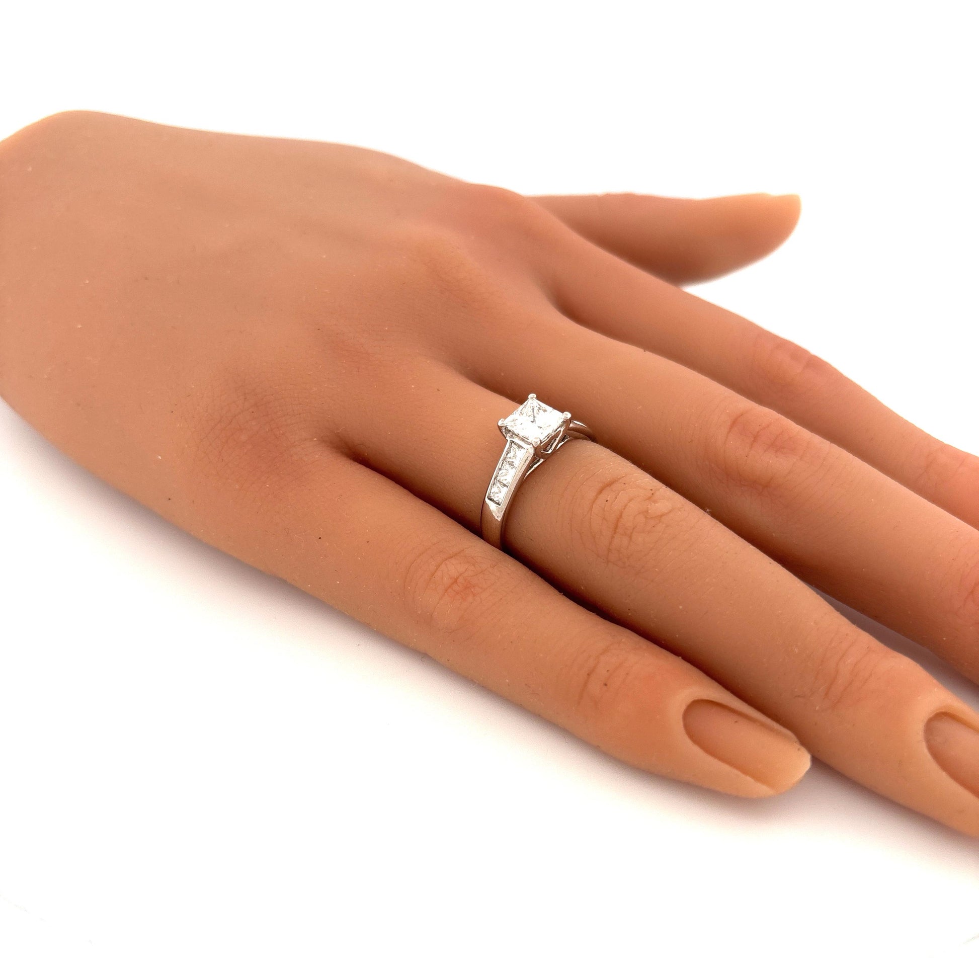 Platinum 3 Ring Wedding Set Engagement 1.02c Side 0.33ctw G VS1 Bands are 0.5