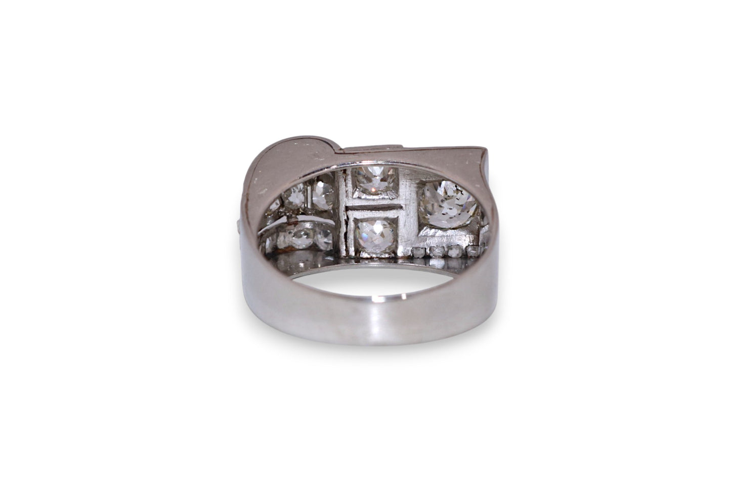 Platinum 1.00Ct L SI2 Old Mine-Cut Diamond & 2.50Ctw Vintage Estate Ring