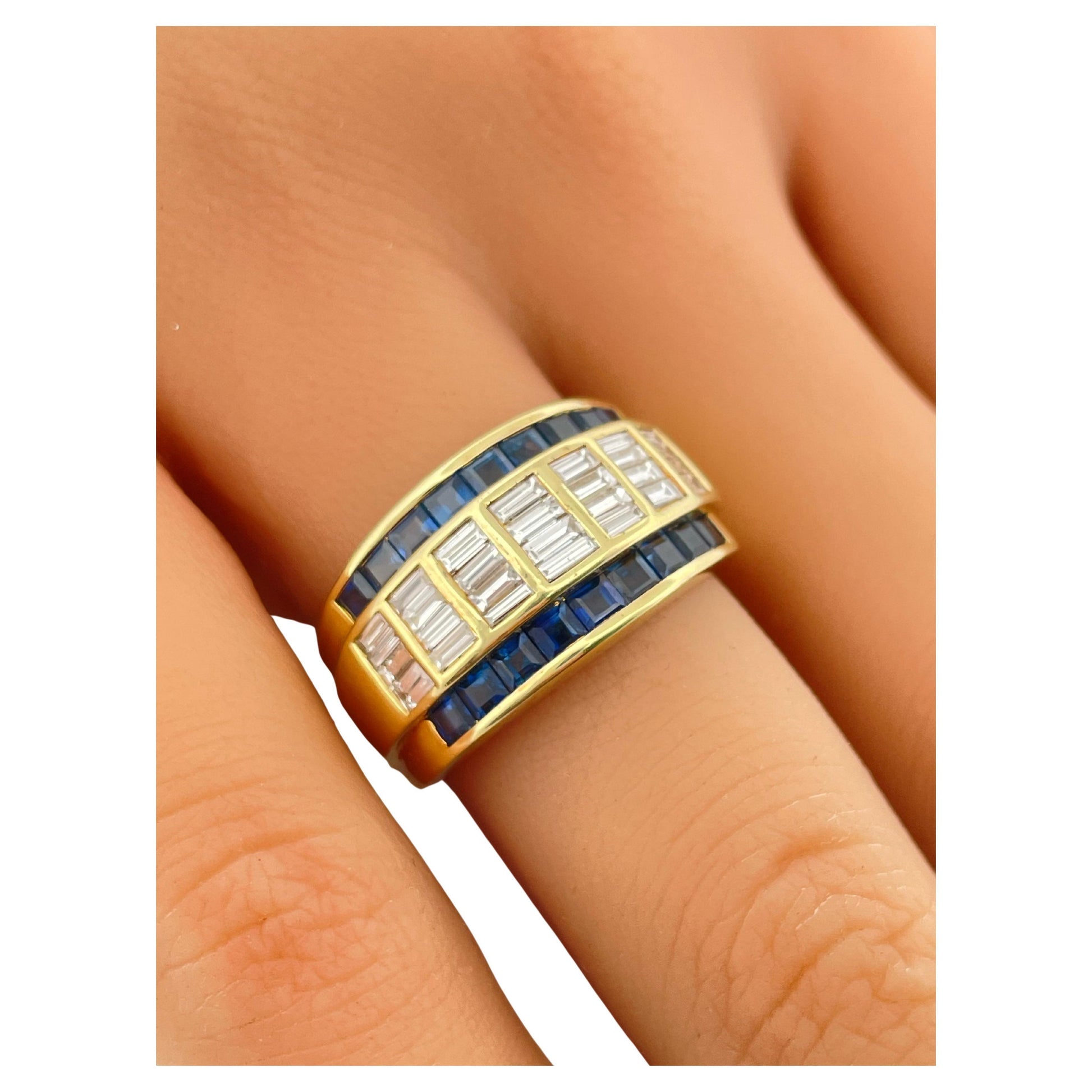 Le Vian Sapphire & H-I SI1-SI2 Diamond 18K Yellow Gold Band
