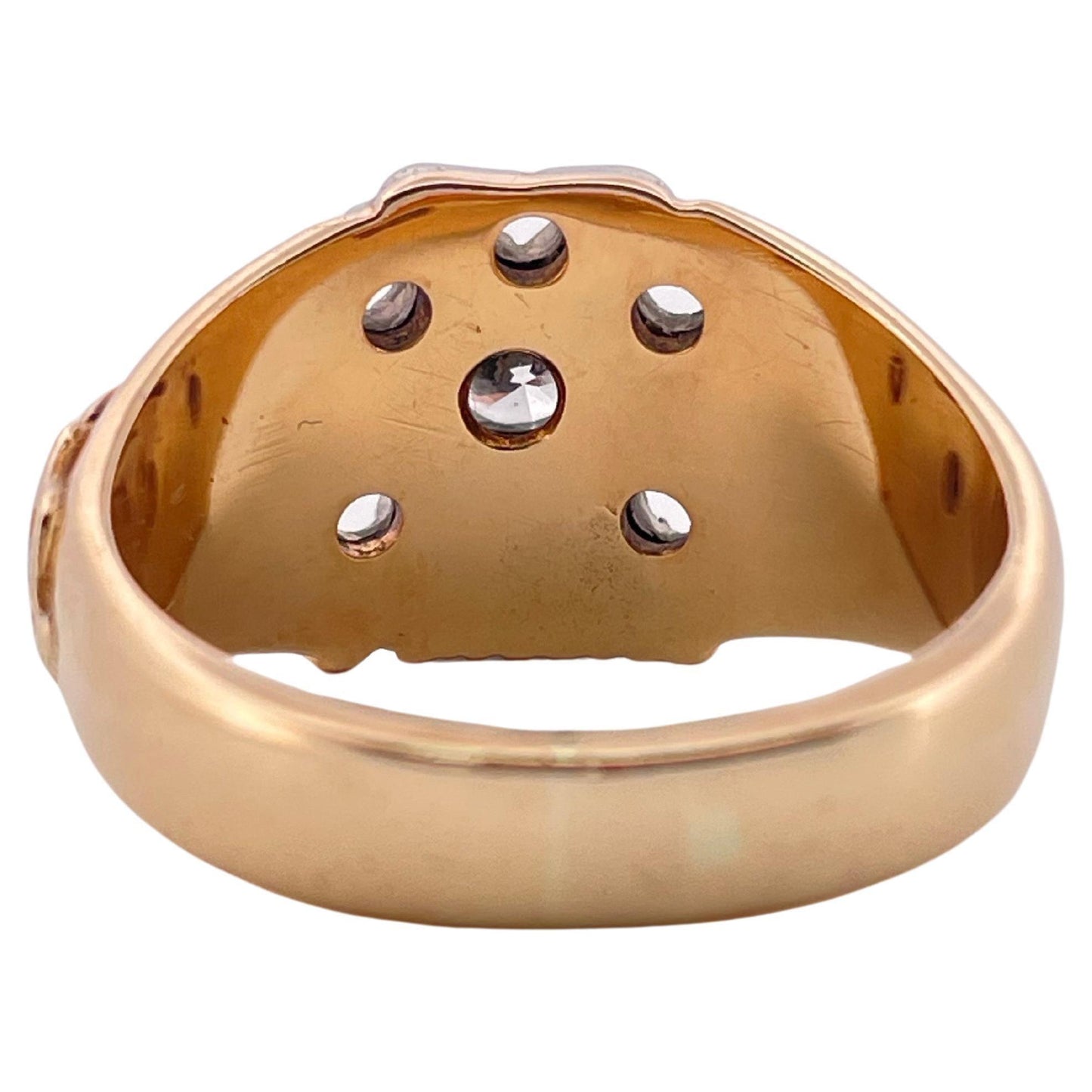 Masonic Double Eagle 0.38ctw Diamond Ring Set In 14K Gold & Platinum Face