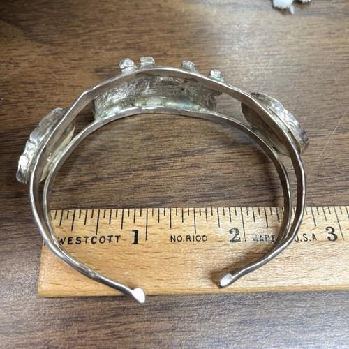 Native American MAC Signed Sterling Silver 925 Multi Stone Inlay Buffalo Cuff