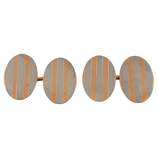 Oval 14K Rose Gold & Platinum Vintage Two-Tone Cufflinks