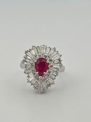 Platinum 0.75ct Ruby & 3.00 Diamond Pendant/ring. Size 6.25 11.3g