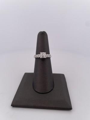 Platinum 0.83ctw J VS2 European Cut Diamond Ring/ Size 6.5/ 4.5g