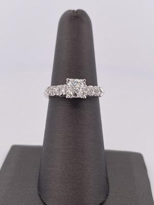 Platinum 0.83ctw J VS2 European Cut Diamond Ring/ Size 6.5/ 4.5g