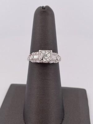 Platinum 0.92ctw Euro Cut Diamond Ring/ Size 6.75/ 4.7g