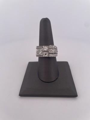Platinum 1.00ctw L SI2 Old Mine Cut Main Stone & 2.50ctw Diamond Ring/ Size 9