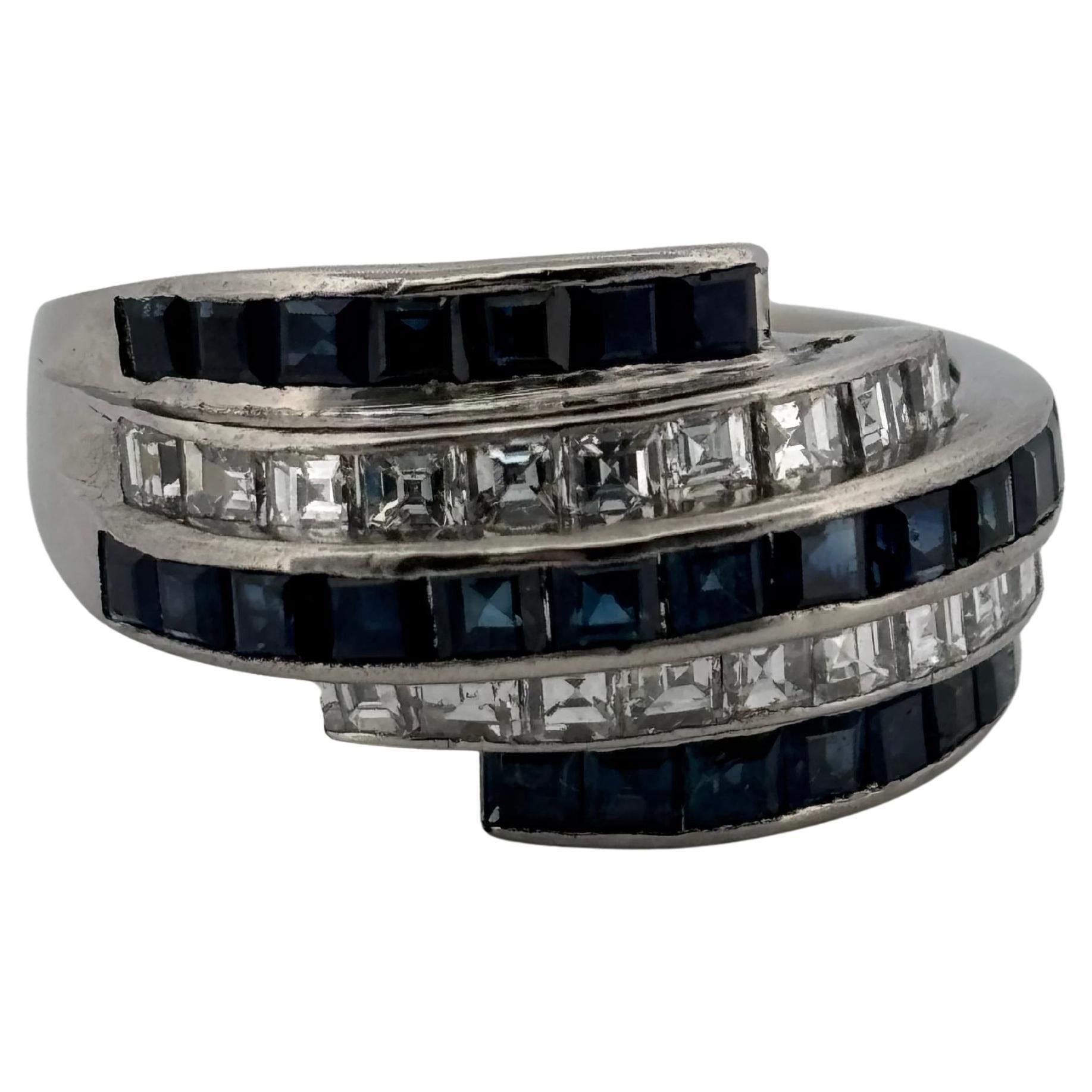 Platinum 1.74ctw Sapphire & 0.82ctw Diamond Estate Ring