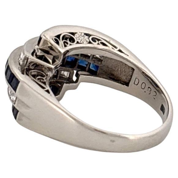 Platinum 1.74ctw Sapphire & 0.82ctw Diamond Estate Ring