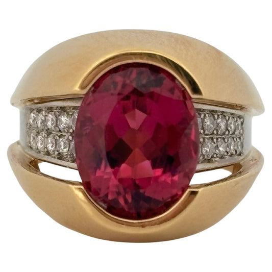 Platinum & 18K Yellow Gold 3.50ctw Pink Morganite and 0.20ctw I SI2 Diamond Ring