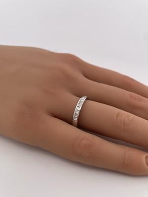Platinum Princess Cut 10 Stone Diamond Band/ Size 7.25/ 5.1g