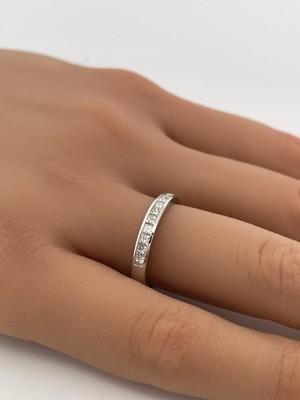 Platinum Princess Cut 10 Stone Diamond Band/ Size 7.25/ 5.1g