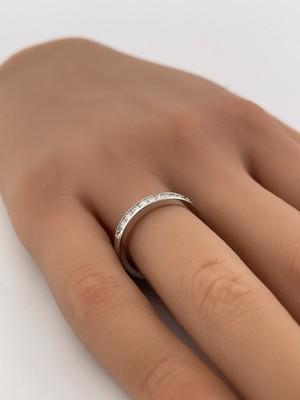 Platinum Princess Cut 10 Stone Diamond Band/ Size 7.25/ 5.1g