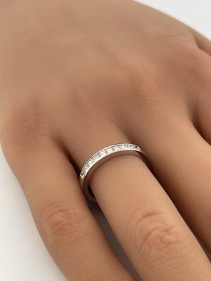 Platinum Princess Cut 10 Stone Diamond Band/ Size 7.25/ 5.1g
