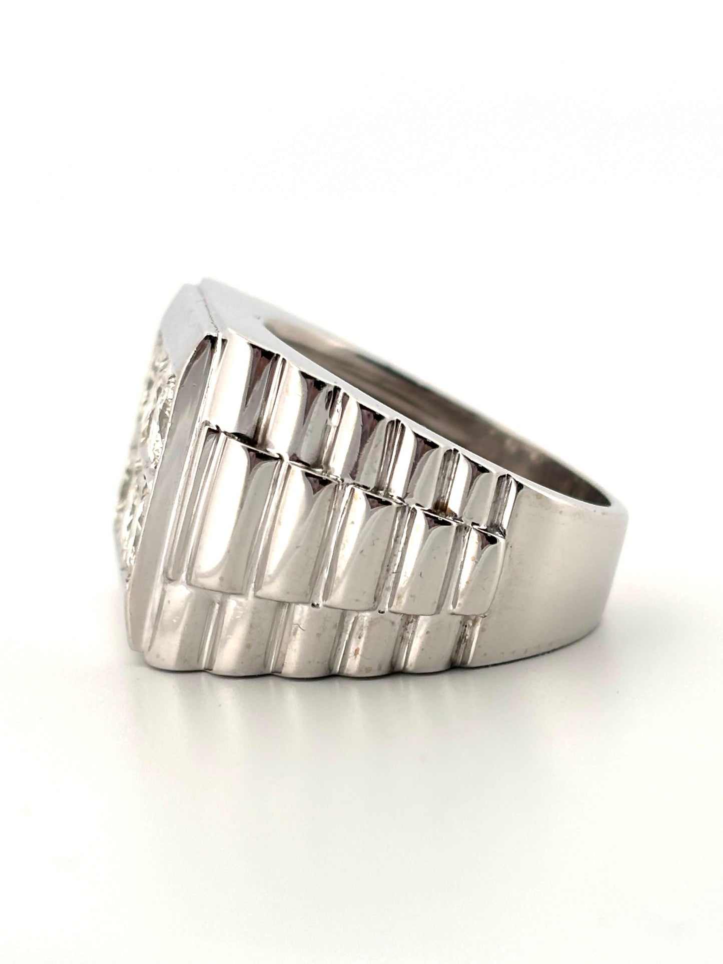 Rolex Style 18K White Gold 5 Round Cut 1.50ctw H-I SI1 Natural Diamond Band Ring