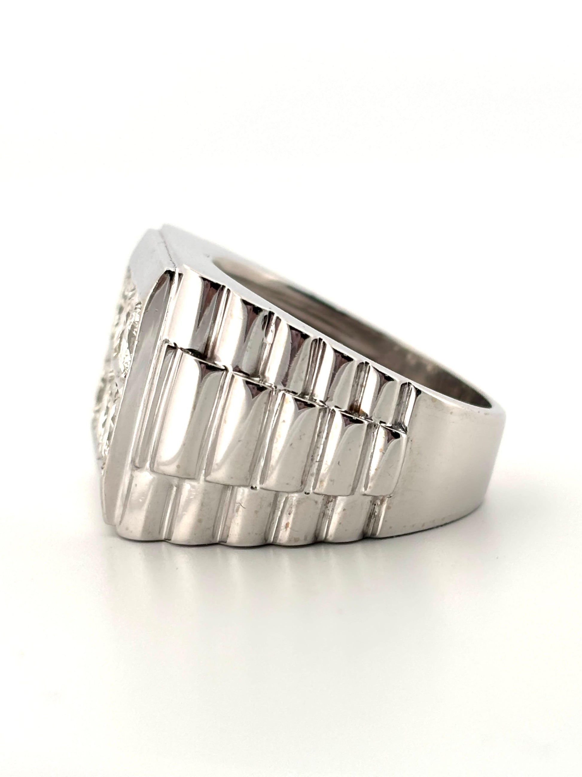 Rolex Style 18K White Gold 5 Round Cut 1.50ctw H-I SI1 Natural Diamond Band Ring