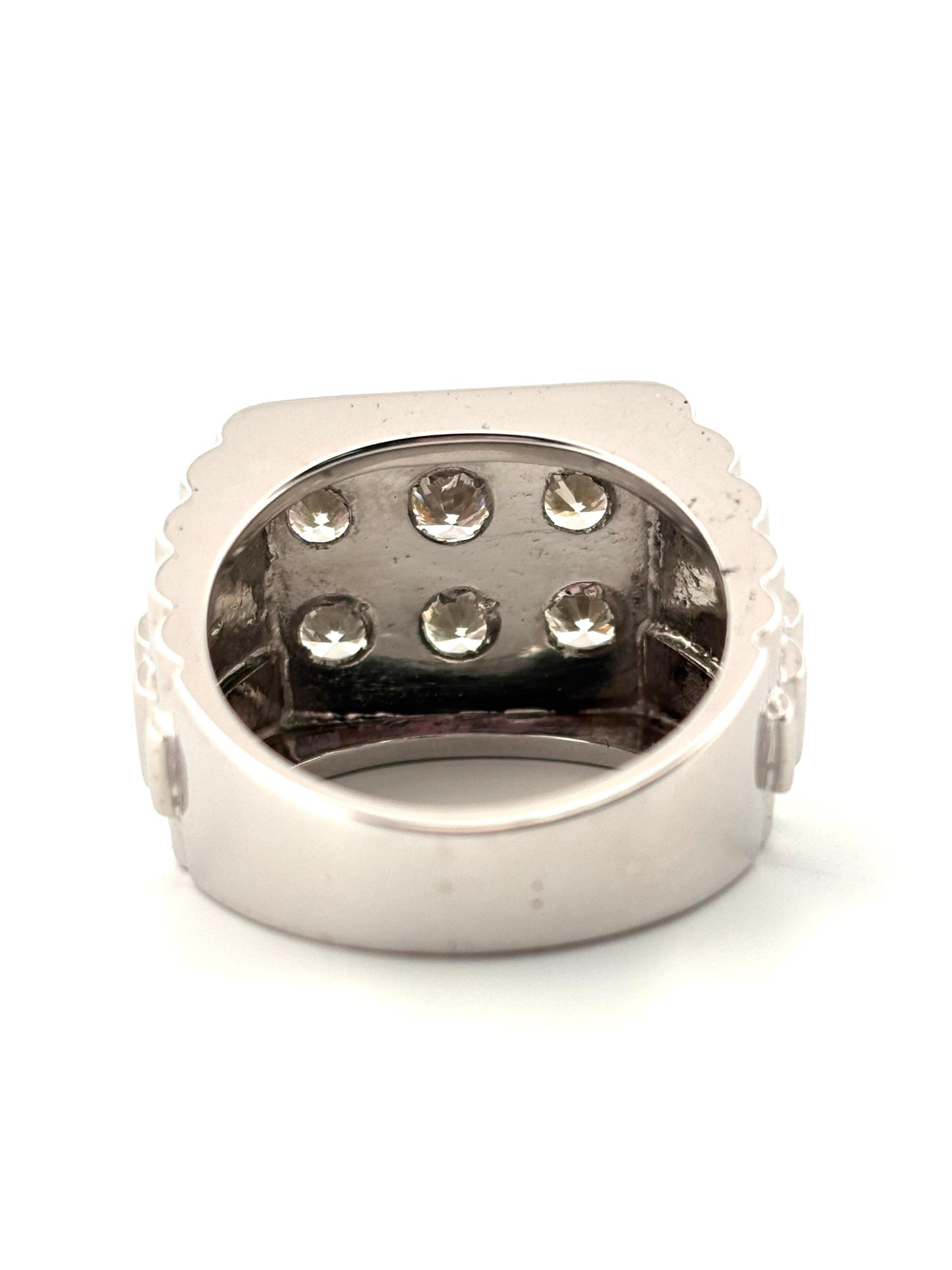 Rolex Style 18K White Gold 5 Round Cut 1.50ctw H-I SI1 Natural Diamond Band Ring