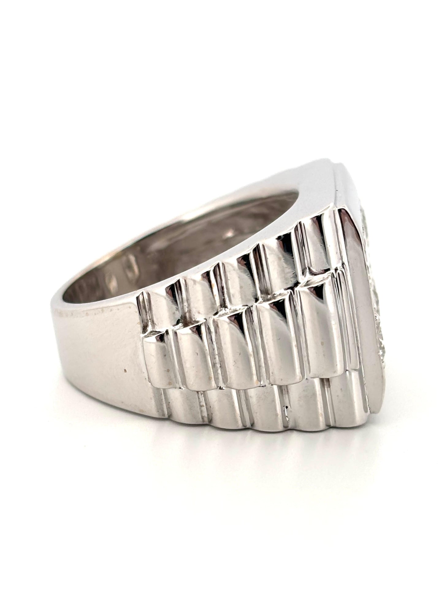 Rolex Style 18K White Gold 5 Round Cut 1.50ctw H-I SI1 Natural Diamond Band Ring