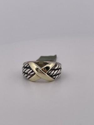 SS & 14k Gold Triple Cable X Band/ Size 7.5/ 7.6g