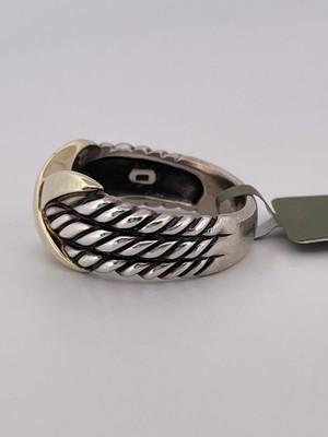 SS & 14k Gold Triple Cable X Band/ Size 7.5/ 7.6g