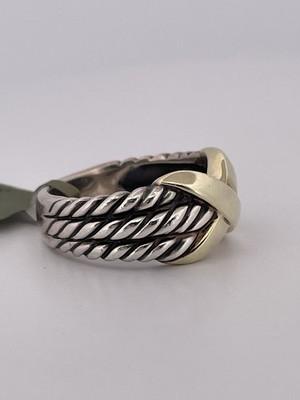 SS & 14k Gold Triple Cable X Band/ Size 7.5/ 7.6g