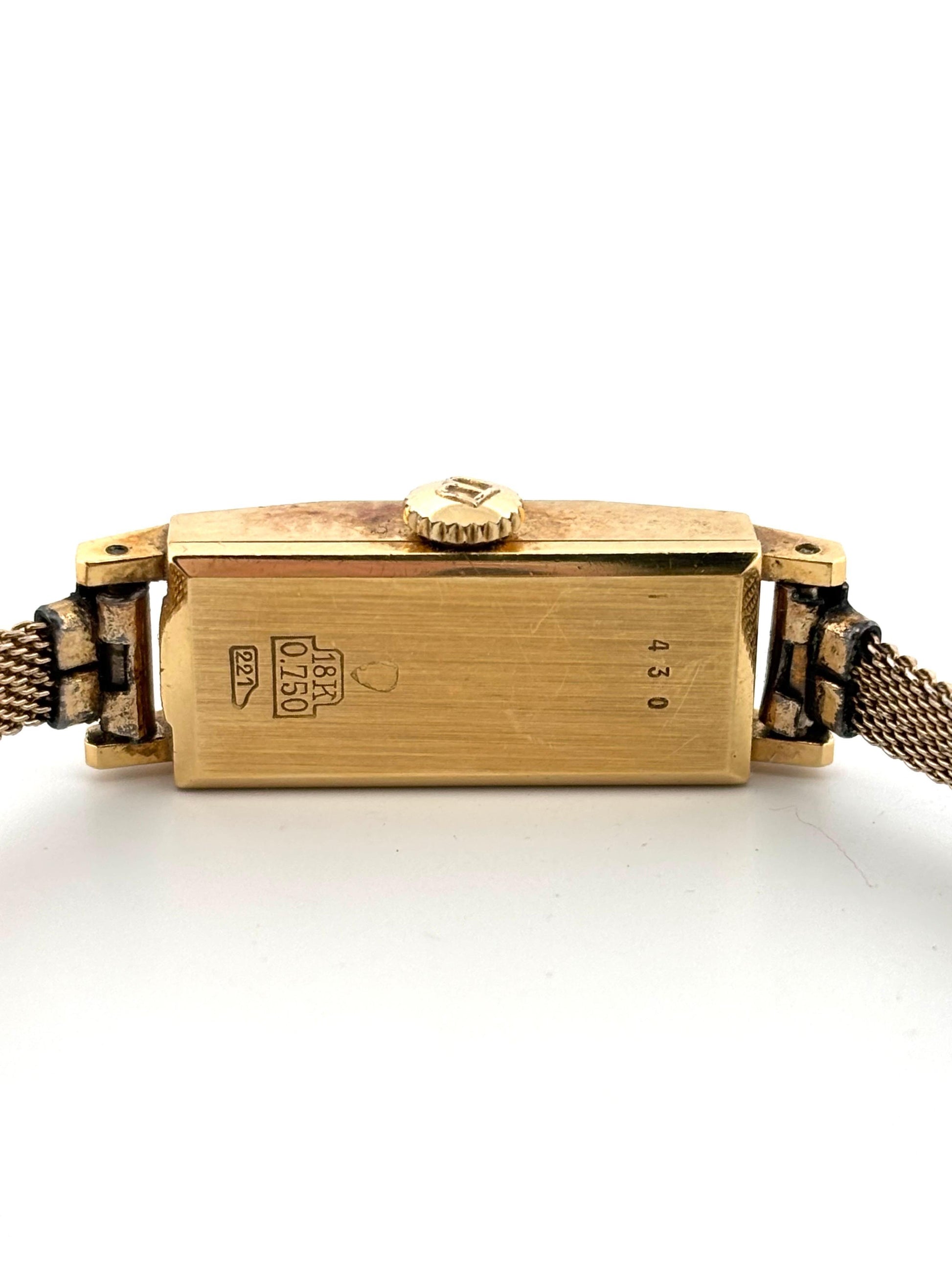 Small Rectangular 18K Yellow Gold Ladies Bucherer Automatic Swiss Watch