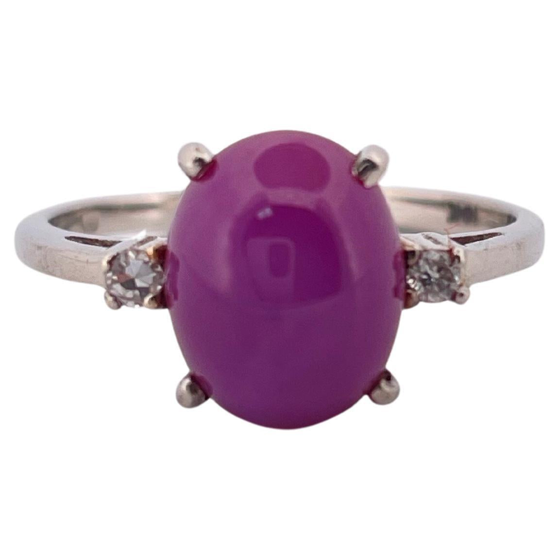 Star Ruby & 0.06ctw H SI1 Diamond Ring Set in 10K White Gold