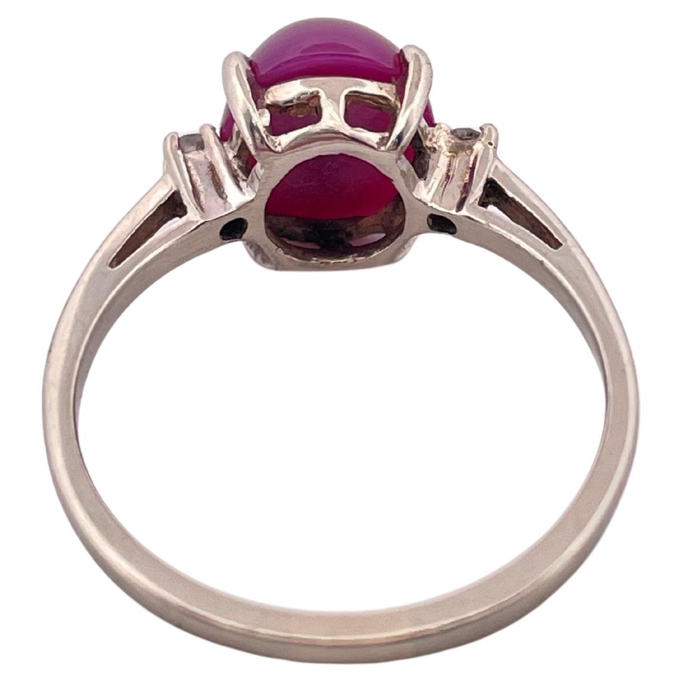 Star Ruby & 0.06ctw H SI1 Diamond Ring Set in 10K White Gold