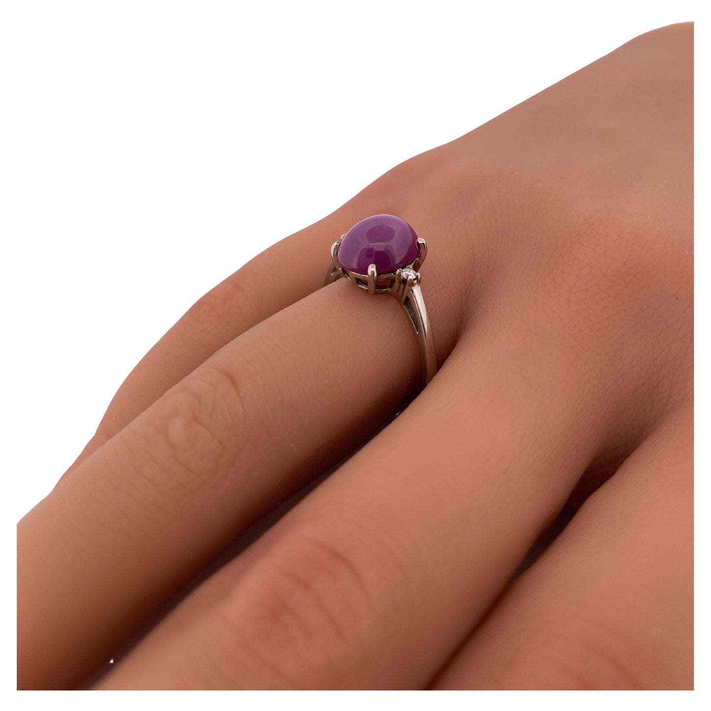 Star Ruby & 0.06ctw H SI1 Diamond Ring Set in 10K White Gold